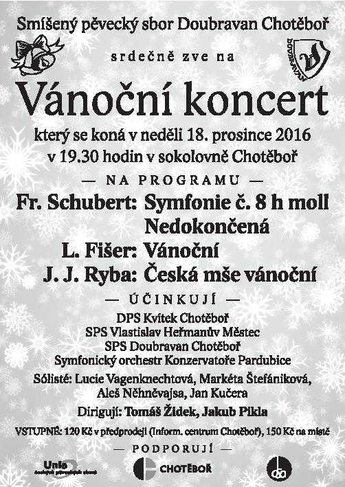 Grafika koncertu Vánoční koncert – Chotěboř – 18.12. 2016