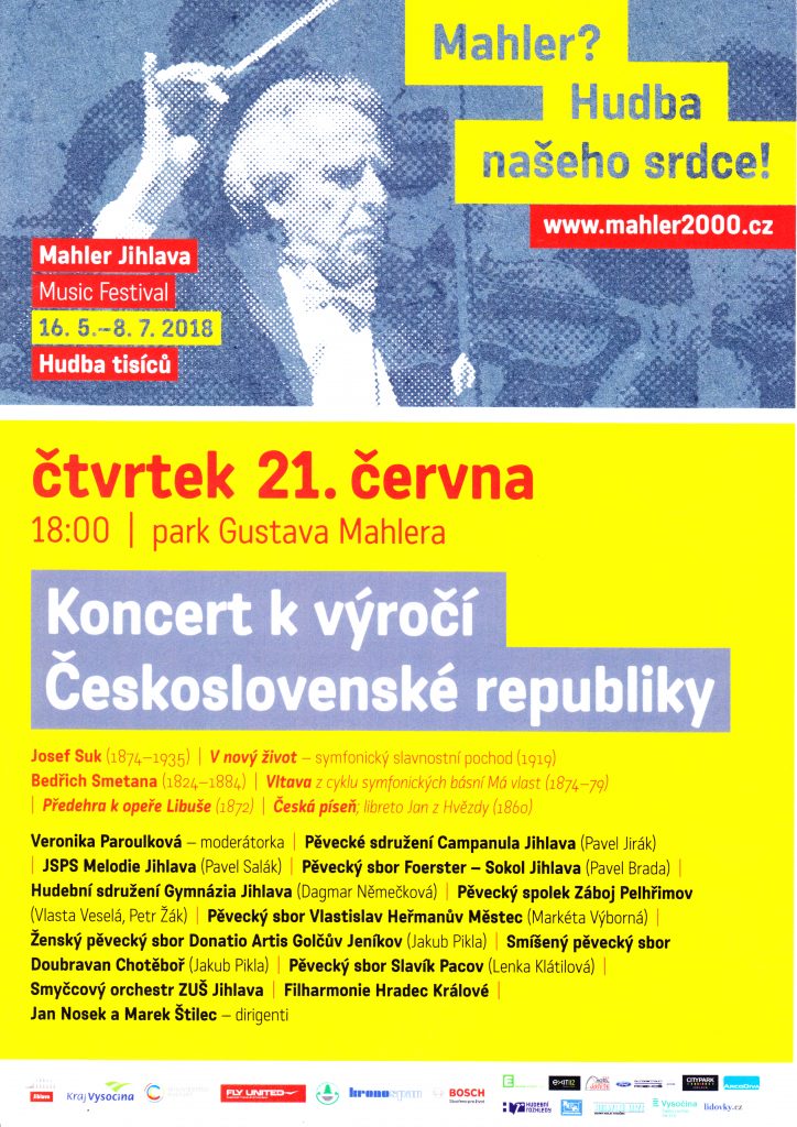 Grafika koncertu Koncert k výročí ČSR – festival Mahler2000 Jihlava