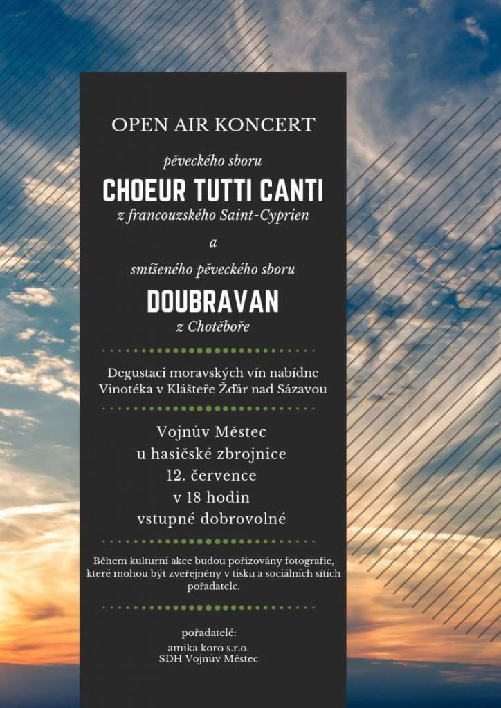 Grafika koncertu Letní koncert s přátelským sborem z Francie